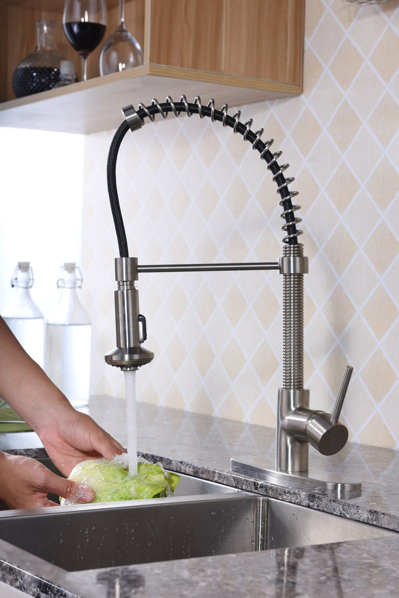 Anzzi KF-AZ194 Step Single Handle Pull-Down Sprayer Kitchen Faucet Brushed Nickel - view 12