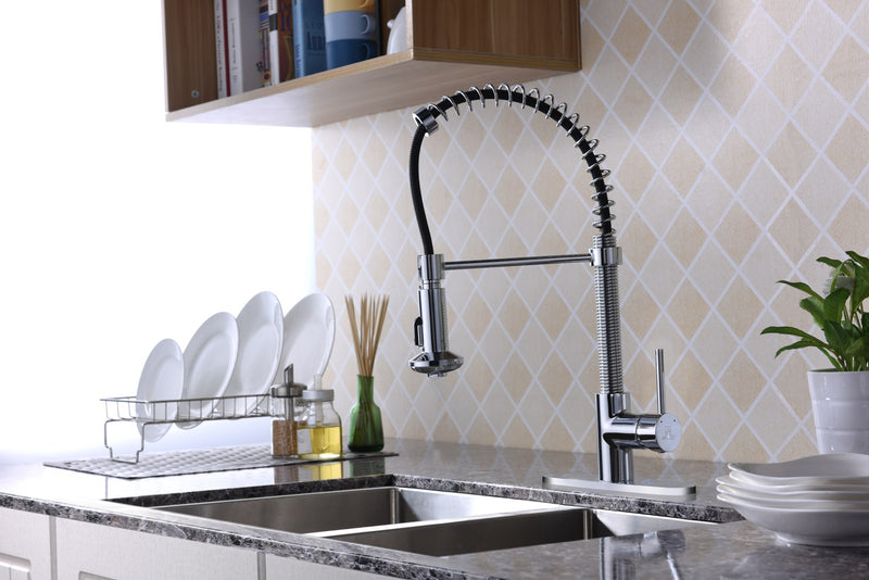 Anzzi KF-AZ194 Step Single Handle Pull-Down Sprayer Kitchen Faucet Polished Chrome - view 2