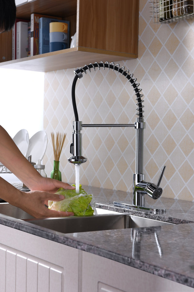 Anzzi KF-AZ194 Step Single Handle Pull-Down Sprayer Kitchen Faucet Polished Chrome - view 5