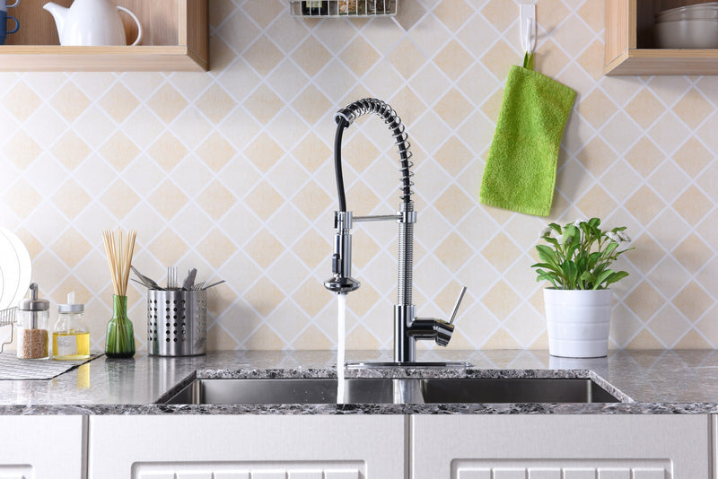 Anzzi KF-AZ194 Step Single Handle Pull-Down Sprayer Kitchen Faucet Polished Chrome - view 8