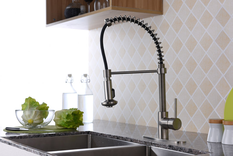 Anzzi KF-AZ194 Step Single Handle Pull-Down Sprayer Kitchen Faucet Brushed Nickel - view 9