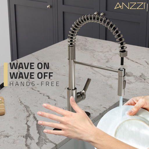 Anzzi KF-AZ303 Ola Hands Free Touchless 1-Handle Pull-Down Sprayer Kitchen Faucet with Motion Sense and Fan Sprayer - view 2