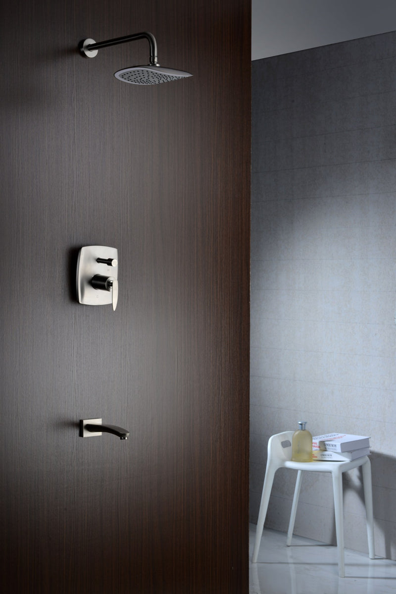 Anzzi L-AZ026 Tempo Series 1-Handle 1-Spray Tub and Shower Faucet in Polished Chrome Brushed Nickel - view 3