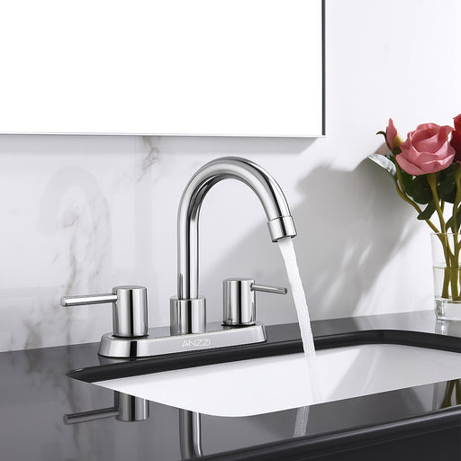 Anzzi L-AZ300CH Remnants 4 in. Centerset 2-Handle High-Arc Bathroom Sink Faucet in Chrome with Drain Assembly and - view 2
