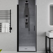 Anzzi SD-AZ051-02BN Lancer Series 29 in. Semi-Frameless Hinged Shower Door Matte Black - view 2