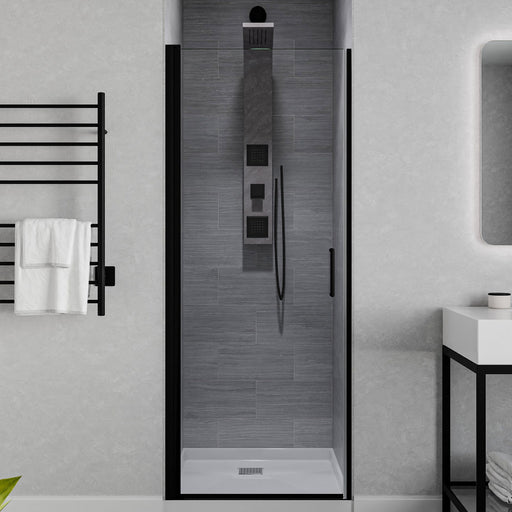 Anzzi SD-AZ051-02BN Lancer Series 29 in. Semi-Frameless Hinged Shower Door Matte Black - view 2