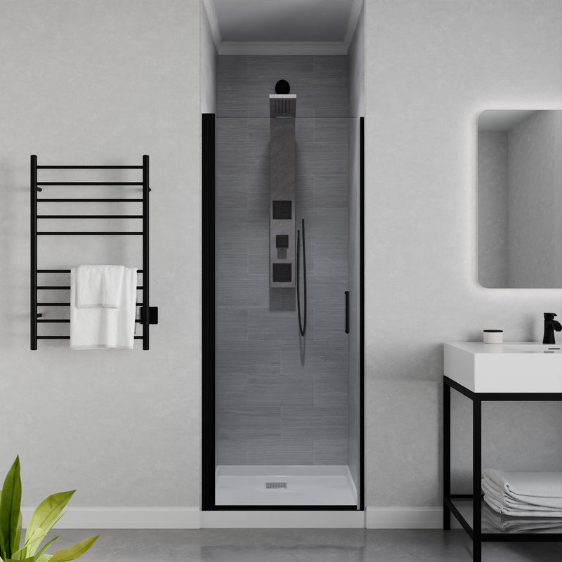 Anzzi SD-AZ051-02BN Lancer Series 29 in. Semi-Frameless Hinged Shower Door Matte Black - view 4