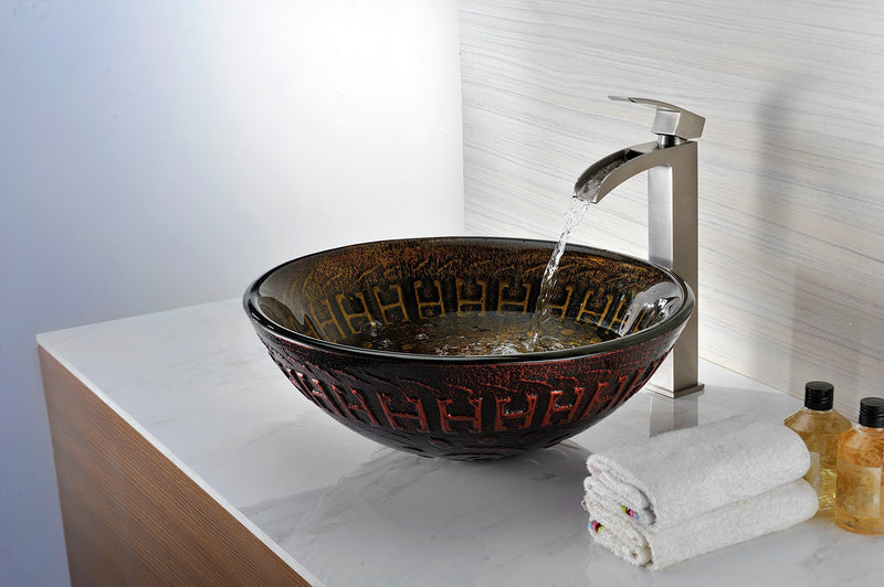 Anzzi LS-AZ050 Opus Series 17 in. Bathroom Vessel Sink in Lustrous Brown Glass - view 4