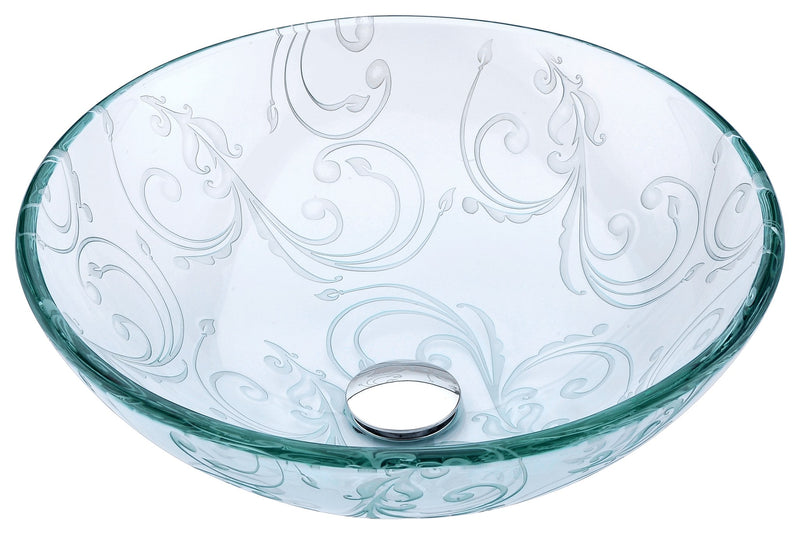 Anzzi LS-AZ065 Vieno Series 17 in. Bathroom Vessel Sink in Clear Floral Glass - view 2