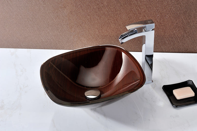 Anzzi LS-AZ066 Cansa Series Deco-Glass Vessel Sink in Rich Timber - view 3