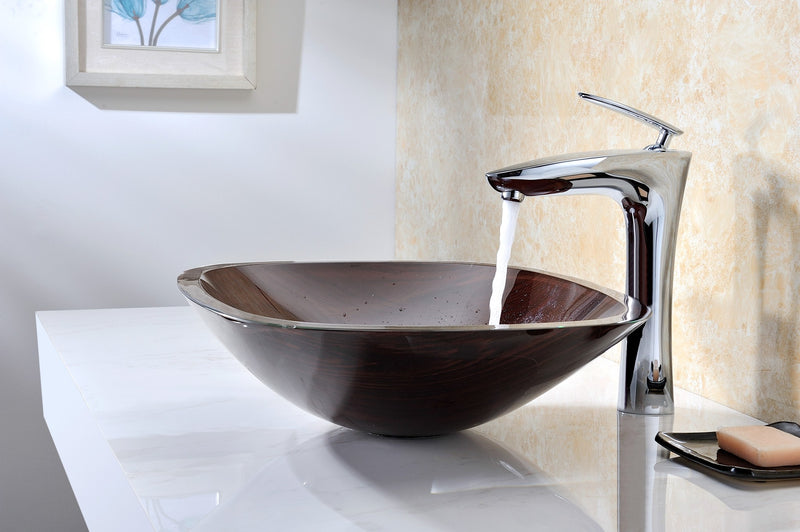 Anzzi LS-AZ066 Cansa Series Deco-Glass Vessel Sink in Rich Timber - view 4