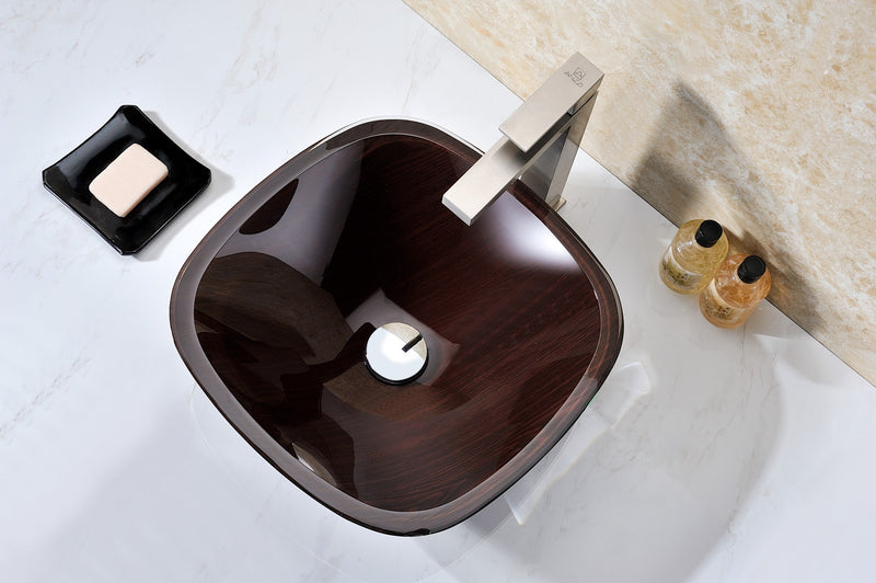 Anzzi LS-AZ066 Cansa Series Deco-Glass Vessel Sink in Rich Timber - view 5