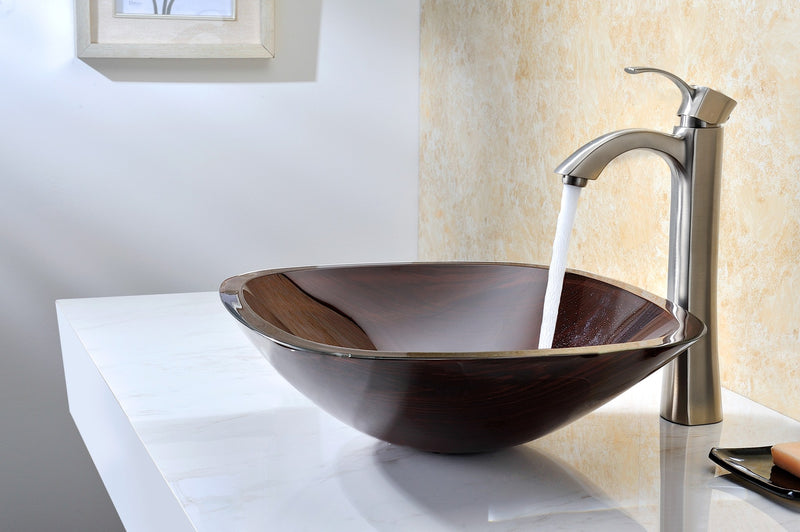Anzzi LS-AZ066 Cansa Series Deco-Glass Vessel Sink in Rich Timber - view 6