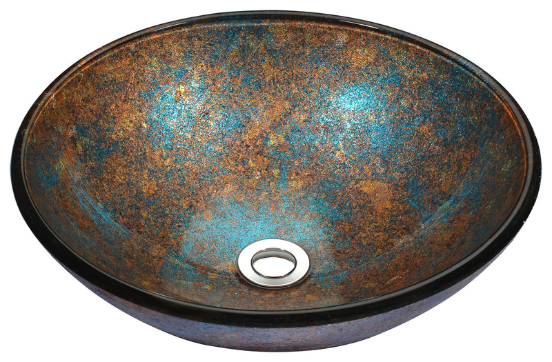 Anzzi LS-AZ163 Stellar Series 17 in. Bathroom Vessel Sink in Arctic Blaze Glass Emerald Burst - view 3