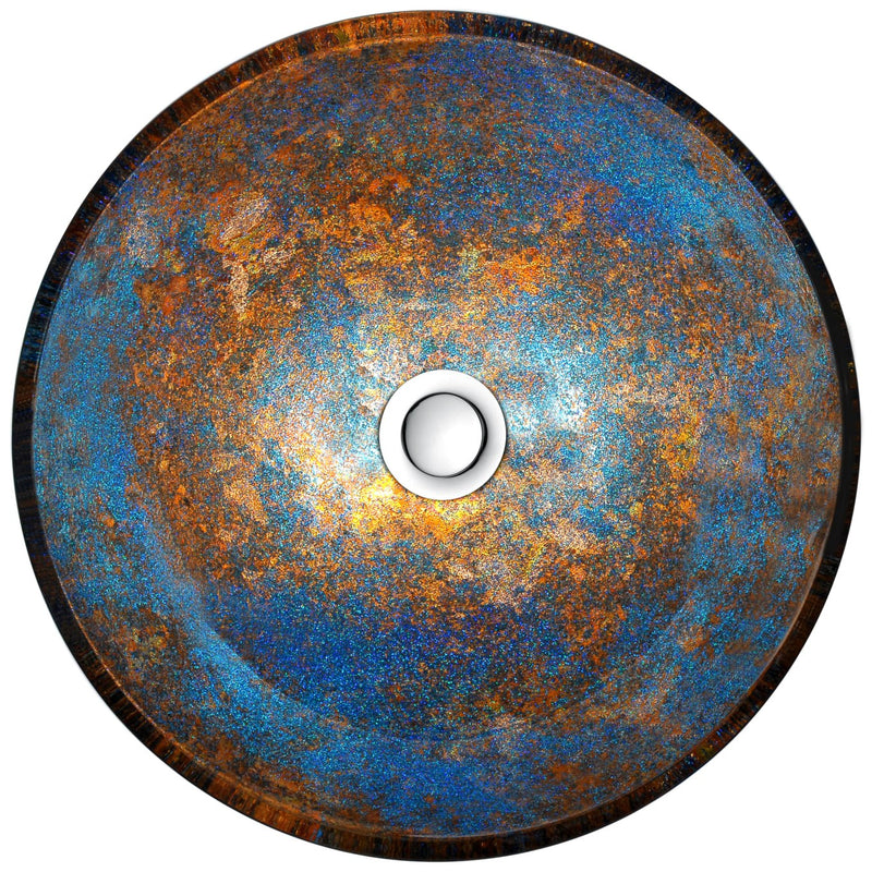 Anzzi LS-AZ163 Stellar Series 17 in. Bathroom Vessel Sink in Arctic Blaze Glass Stellar Burst - view 4