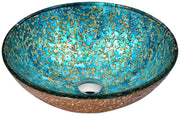 Anzzi LS-AZ209 Chrona Series 17 in. Round Bathroom Vessel Sink in Gold/Cyan Mix Finish Glass - view 2
