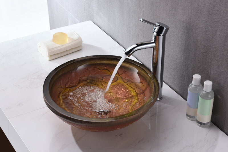 Anzzi LS-AZ218 Alto Series 17 in. Bathroom Vessel Sink in Brown Glass - view 3