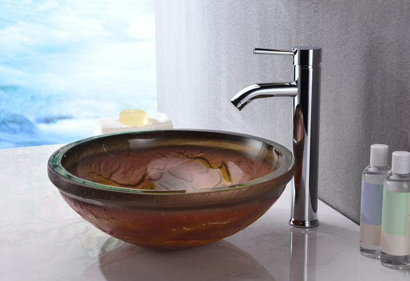 Anzzi LS-AZ218 Alto Series 17 in. Bathroom Vessel Sink in Brown Glass - view 4