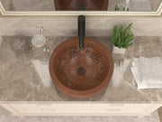 Anzzi LS-AZ336 Admiral 17 in. Handmade Vessel Sink in Polished Antique Copper with Floral Design Interior - view 4