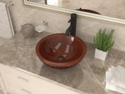 Anzzi LS-AZ340 Anchor 16 in. Handmade Vessel Sink in Polished Antique Copper with Floral Design Exterior - view 3