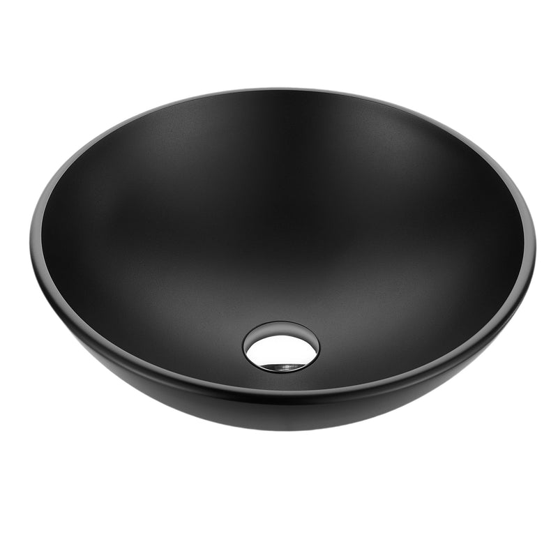 Anzzi LS-AZ902 Amalfi Round Glass Vessel Bathroom Sink Matte Black - view 2