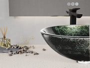 Anzzi LS-AZ902 Amalfi Round Glass Vessel Bathroom Sink Stellar Black - view 6