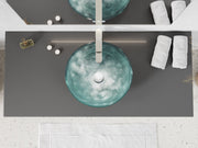 Anzzi LS-AZ915 Belissima Series 17 in. L x 17 in. W Round Bathroom Vessel Sink in Stellar Blue Finish Glass with - view 4