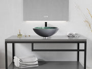 Anzzi LS-AZ915 Belissima Series 17 in. L x 17 in. W Round Bathroom Vessel Sink in Stellar Blue Finish Glass with - view 5