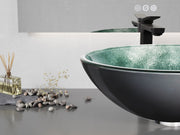 Anzzi LS-AZ915 Belissima Series 17 in. L x 17 in. W Round Bathroom Vessel Sink in Stellar Blue Finish Glass with - view 6