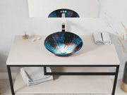 Anzzi LS-AZ915 Belissima Series 17 in. L x 17 in. W Round Bathroom Vessel Sink in Stellar Blue Finish Glass with - view 8