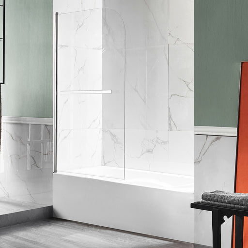 Anzzi SD-AZ053-01CH Myth Series 28 in. x 56 in. Frameless Hinged Tub Door with TSUNAMI GUARD Polished Chrome - view 2
