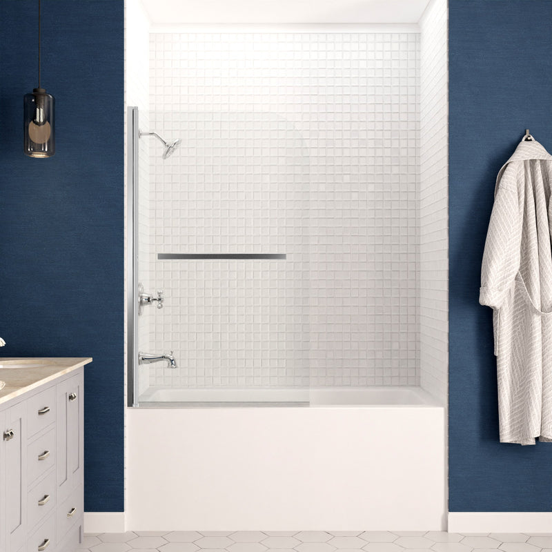 Anzzi SD-AZ053-01CH Myth Series 28 in. x 56 in. Frameless Hinged Tub Door with TSUNAMI GUARD Polished Chrome - view 3