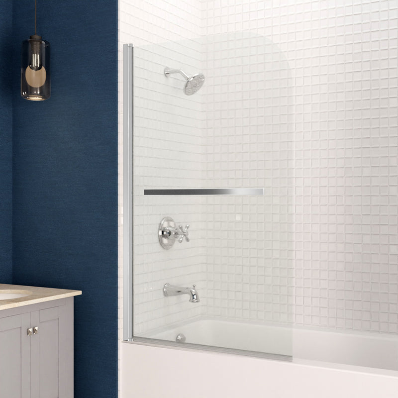 Anzzi SD-AZ053-01CH Myth Series 28 in. x 56 in. Frameless Hinged Tub Door with TSUNAMI GUARD Polished Chrome - view 4