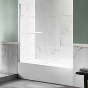 Anzzi SD-AZ053-01CH Myth Series 28 in. x 56 in. Frameless Hinged Tub Door with TSUNAMI GUARD Brushed Nickel - view 7