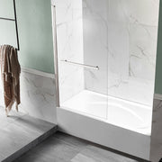 Anzzi SD-AZ053-01CH Myth Series 28 in. x 56 in. Frameless Hinged Tub Door with TSUNAMI GUARD Brushed Nickel - view 8