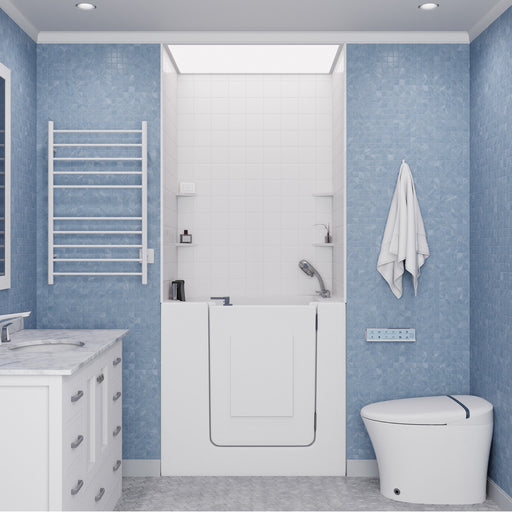 Anzzi SW-6060SQ4-WH Rampart Series 60 in. x 60 in. 2-Piece Glue-Up Acrylic Shower Wall Set in White 4 in. Square - view 2