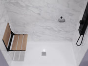 Anzzi AC-AZ203 Saxon Teak Wood Folding Shower Seat, 17.8 in. Teak with Matte Black Trim - view 4