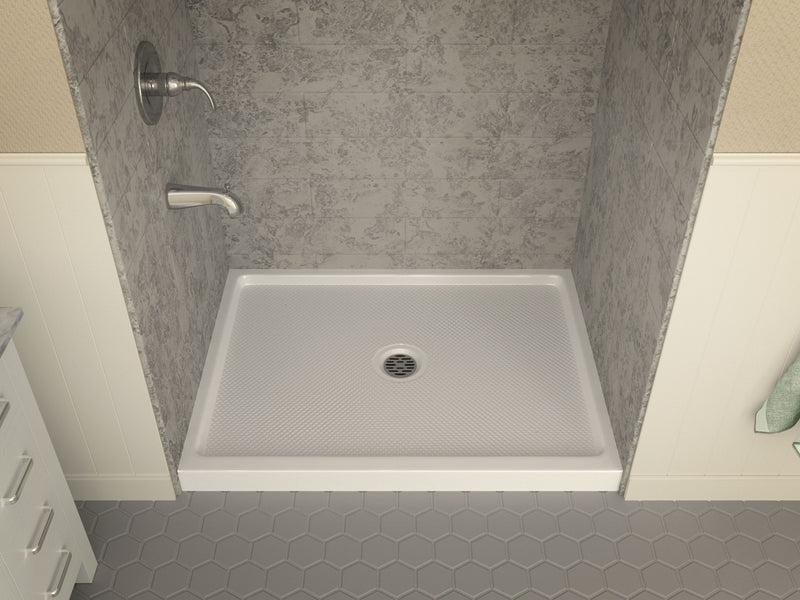 Anzzi SB-AZ011WO Fissure Base Series 36 in. L x 48 in. W Alcove Shower Pan Base with Center Drain in Glossy White - view 3