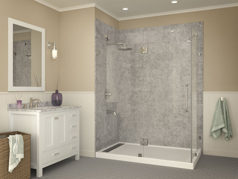 Anzzi SB-AZ012WL Field Base Series 60 in. L x 36 in. W Corner Shower Pan Base with Left Drain in Glossy White - view 2