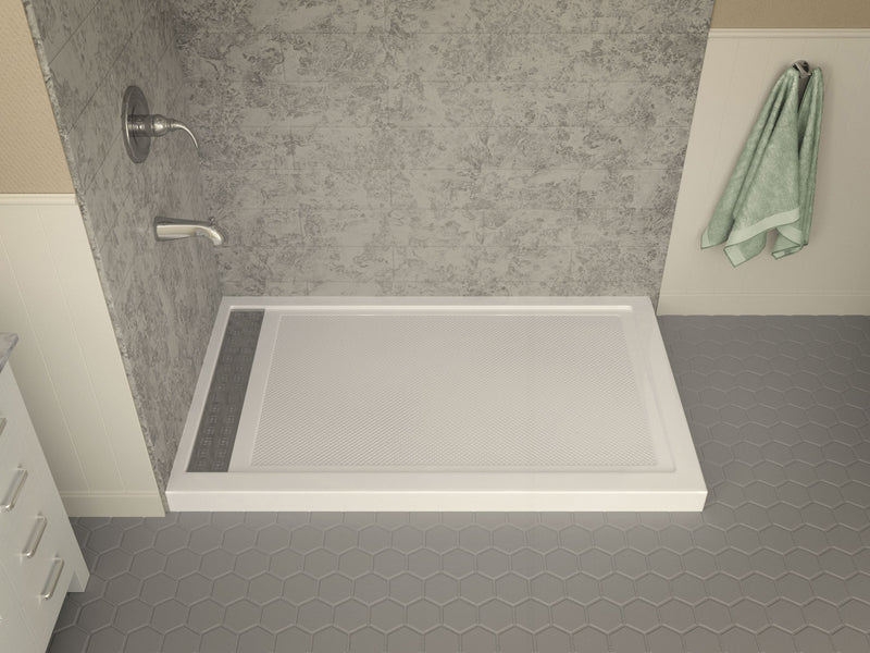 Anzzi SB-AZ012WL Field Base Series 60 in. L x 36 in. W Corner Shower Pan Base with Left Drain in Glossy White - view 3