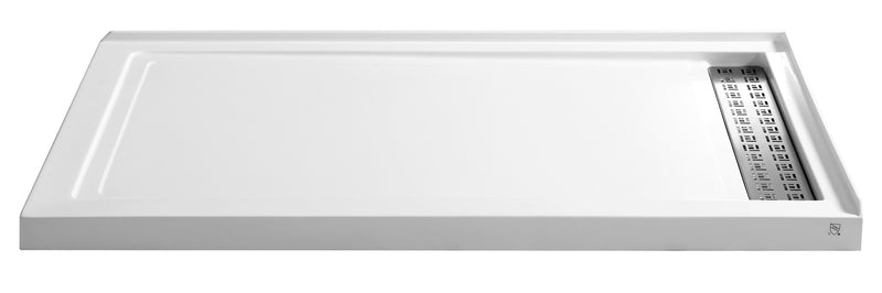 Anzzi SB-AZ012WL Field Base Series 60 in. L x 36 in. W Corner Shower Pan Base with Left Drain in Glossy White - view 4