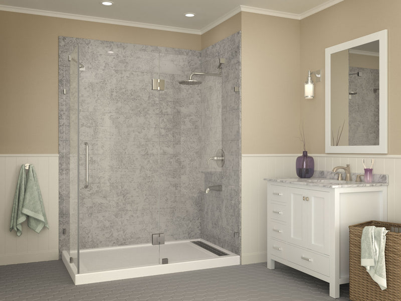 Anzzi SB-AZ012WL Field Base Series 60 in. L x 36 in. W Corner Shower Pan Base with Left Drain in Glossy White - view 5
