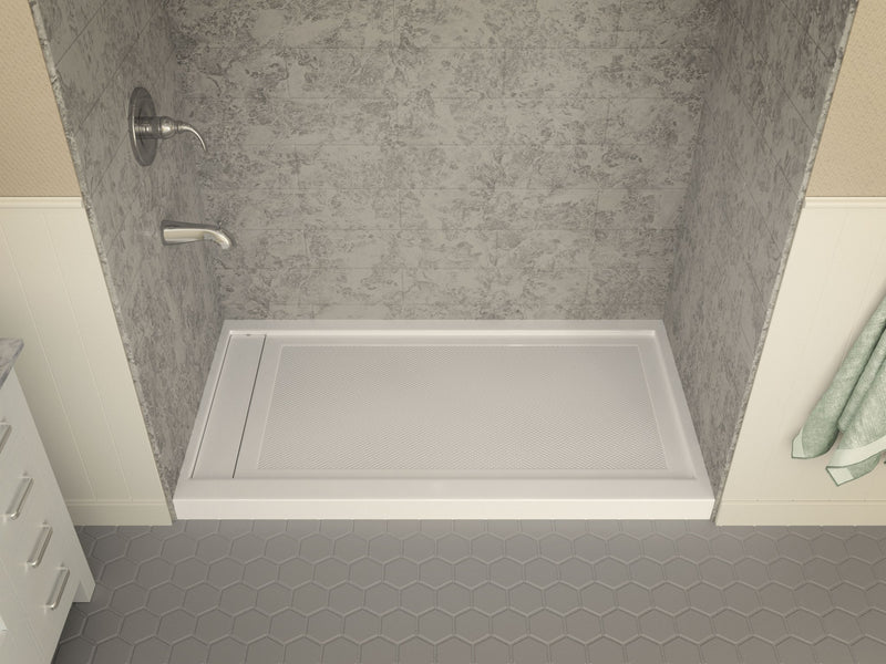 Anzzi SB-AZ013WL Meadow Base Series 60 in. L x 32 in. W Alcove Shower Pan Base with Reversible Drain in Glossy - view 3