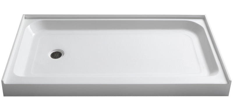 Anzzi SB-AZ04RD Tiers Base Series 36 in. L x 60 in. W Alcove Shower Pan Base with Right Drain in Glossy White - view 2