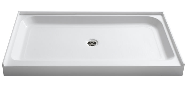 Anzzi SB-AZ04RD Tiers Base Series 36 in. L x 60 in. W Alcove Shower Pan Base with Right Drain in Glossy White - view 3