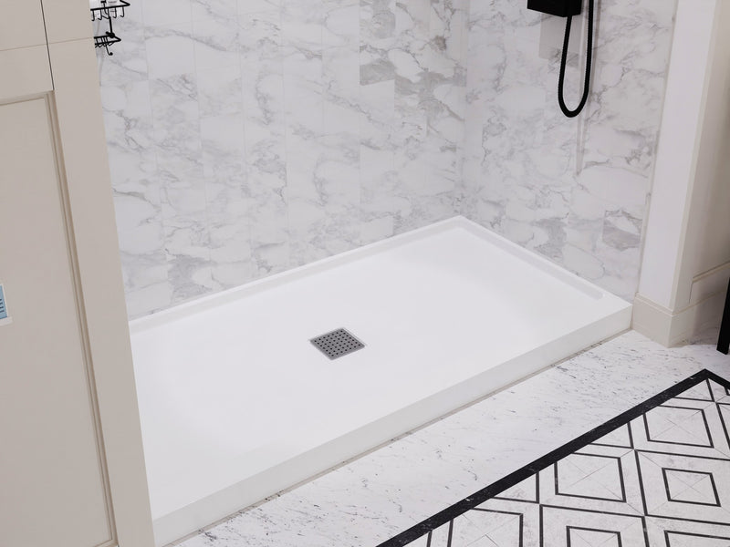 Anzzi SB-AZ101L Alexander 60 in. L x 30 in. W Alcove Shower Pan Base with Left Drain in Glossy White Marine Acrylic - view 3