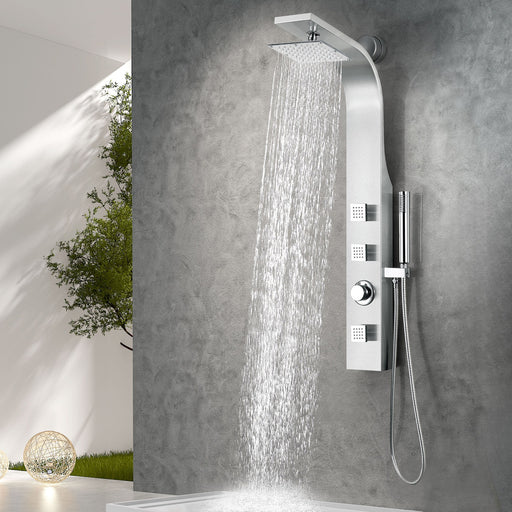 Anzzi SP-AZ077 Sans Series 40 in. 3-Jetted Full Body Shower Panel Tower in Brushed Steel with Heavy Rain Showerhead - view 2