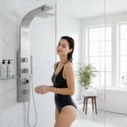 Anzzi SP-AZ077 Sans Series 40 in. 3-Jetted Full Body Shower Panel Tower in Brushed Steel with Heavy Rain Showerhead - view 3