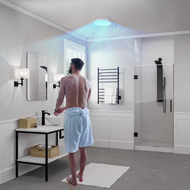 Anzzi EF-AZ108WH Twilight Series 100 CFM Ceiling Mount Bathroom Exhaust Fan with LED Light, Humidity Sensor, Night - view 4
