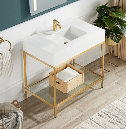 Anzzi CS-FGC001-BG Ventura 36 in. Console Sink and Frame Set Brushed Gold - view 2